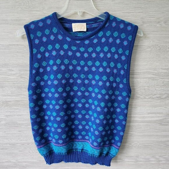 Pendleton Sweater Vest Womens Medium Wool Polka Dot Blend Golf Pullover Vintage - Picture 11 of 11